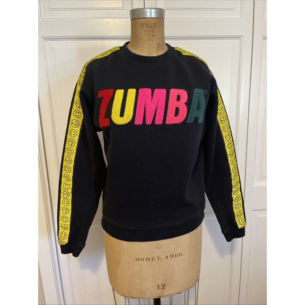 Zumba Adult Small Black Gym‎ Fitness Activewear Pullover Sweatshirt
